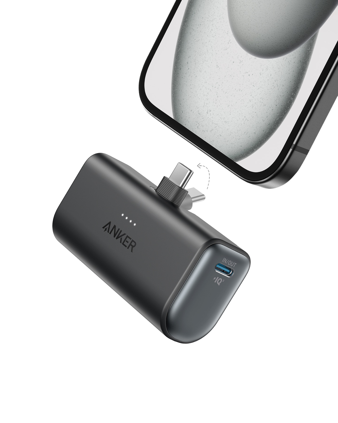 Anker Nano power bank with a built-in USB-C connector